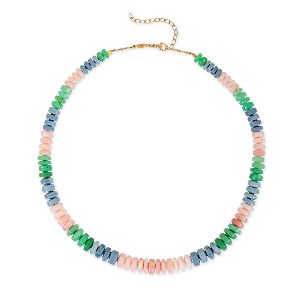 Multi Gemstone Cylinder Beaded Necklace