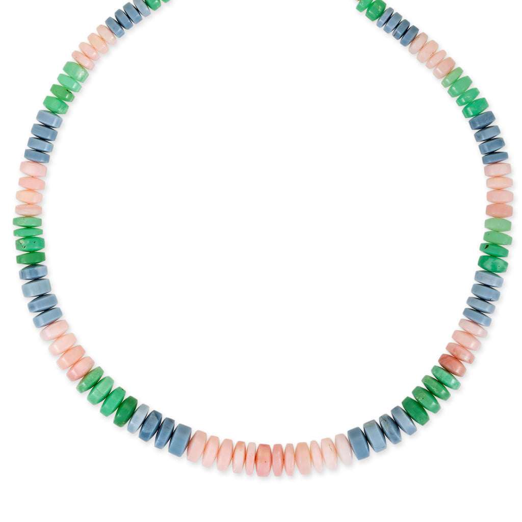 Multi Gemstone Cylinder Beaded Necklace