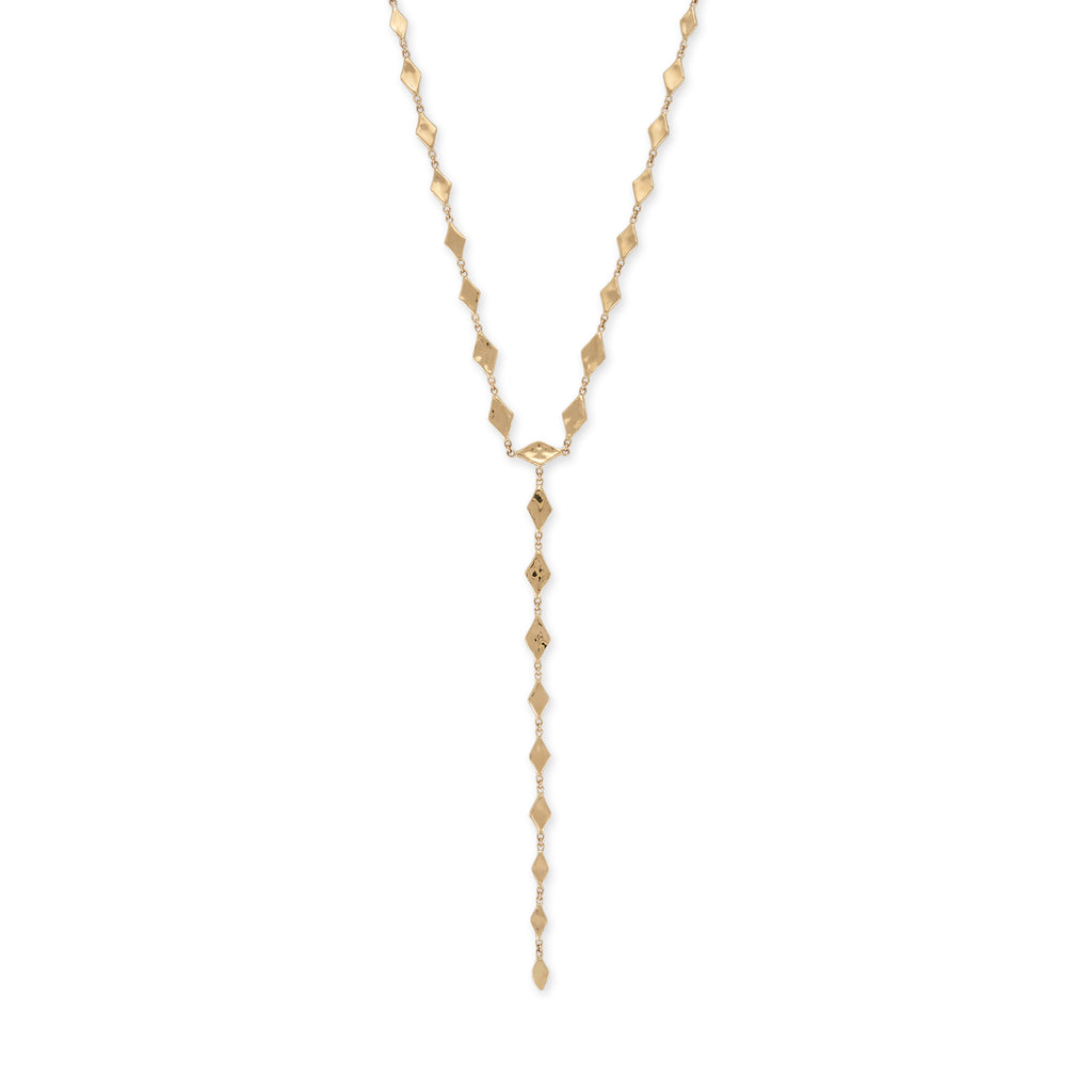 Graduated Hammered Kite Shape Y Necklace