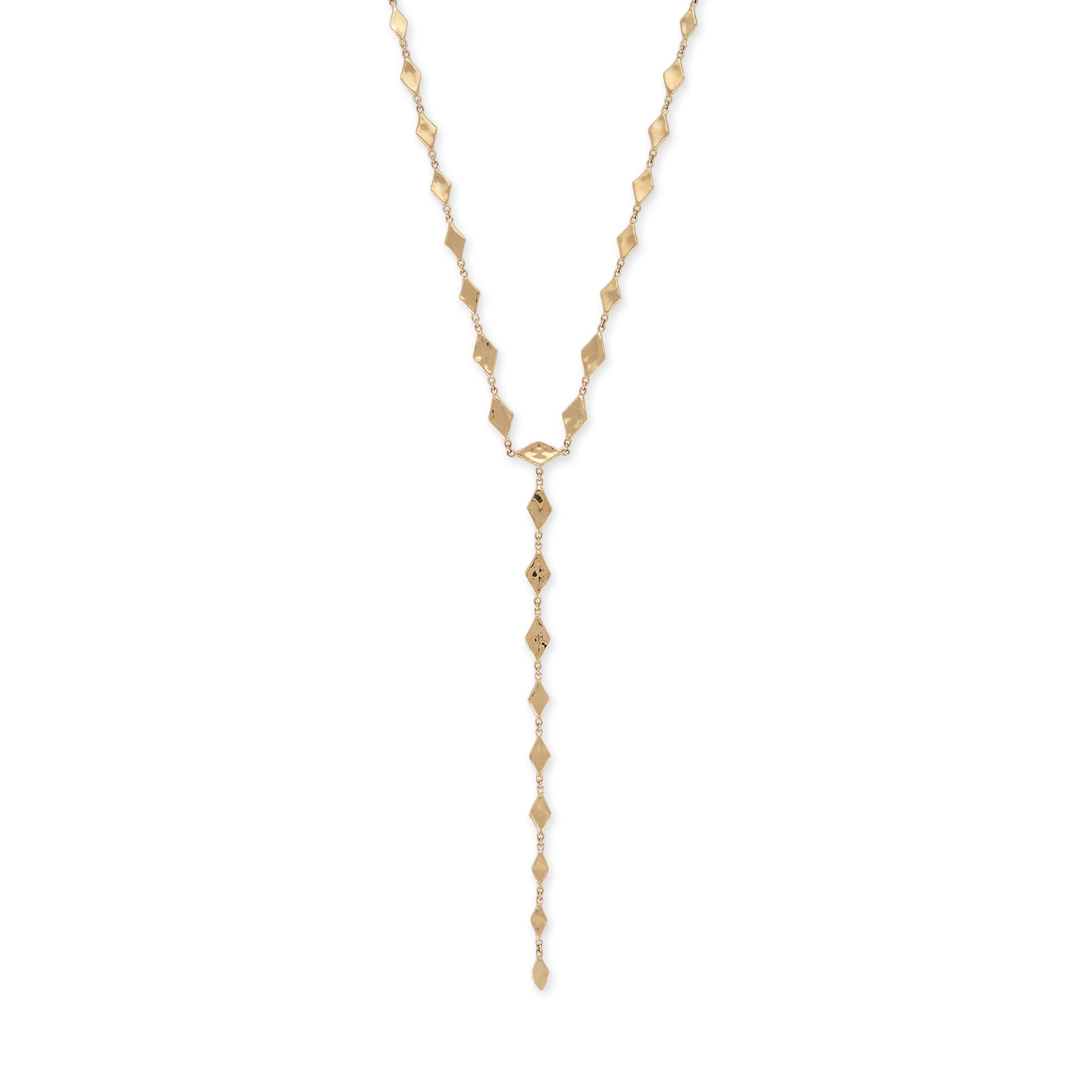 Graduated Hammered Kite Shape Y Necklace