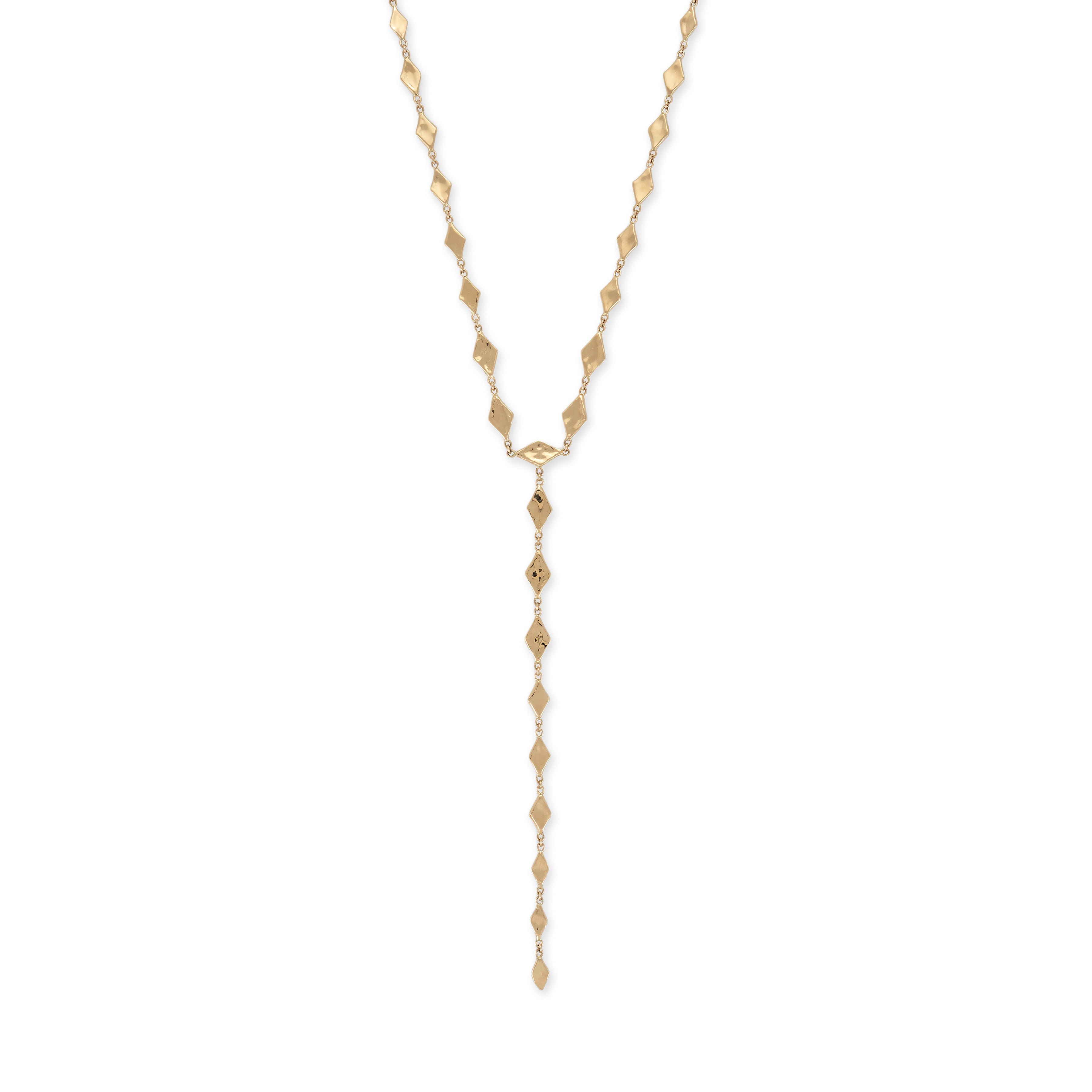 Graduated Hammered Kite Shape Y Necklace
