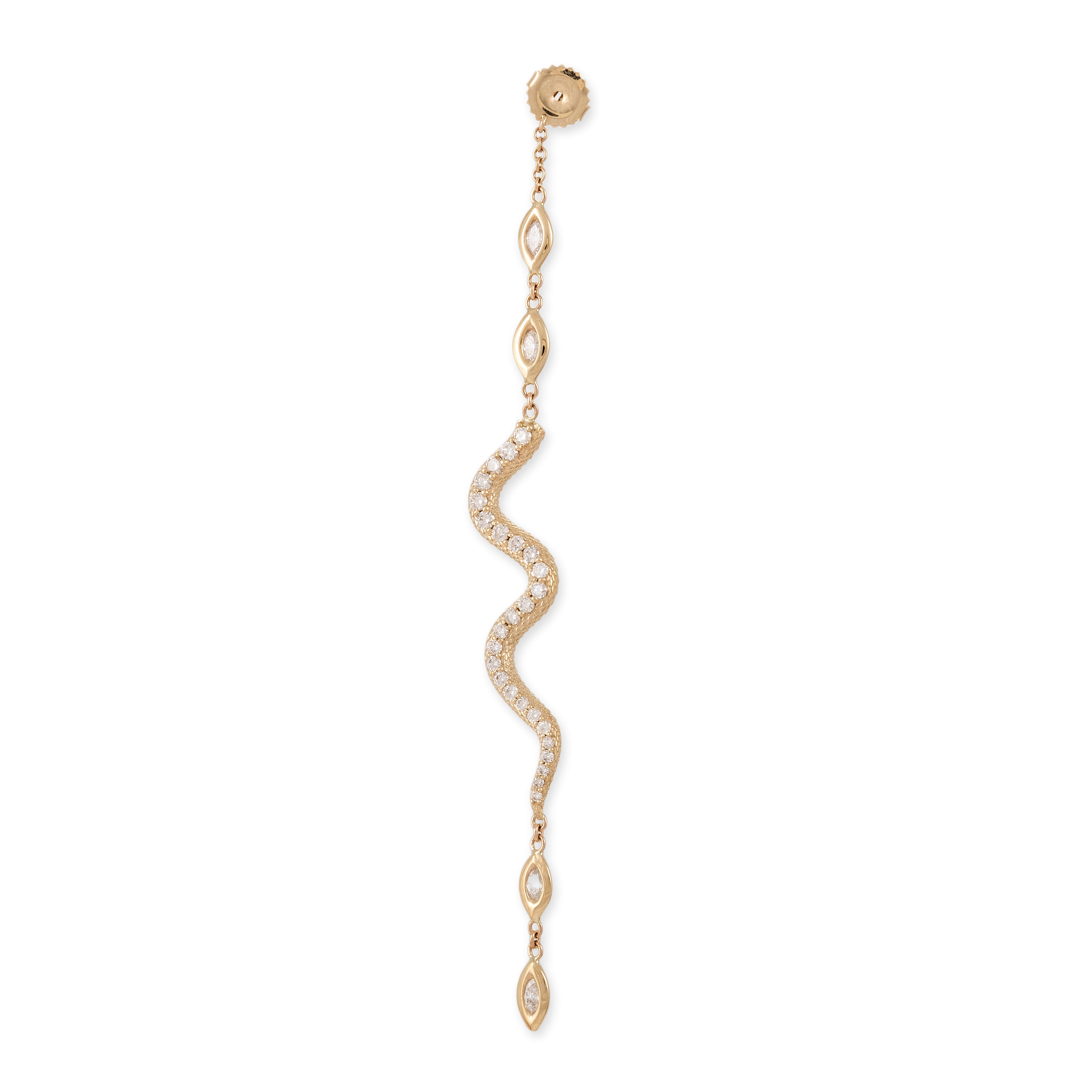 Pave Snake + 7 Marquise Diamond Front Back Stud