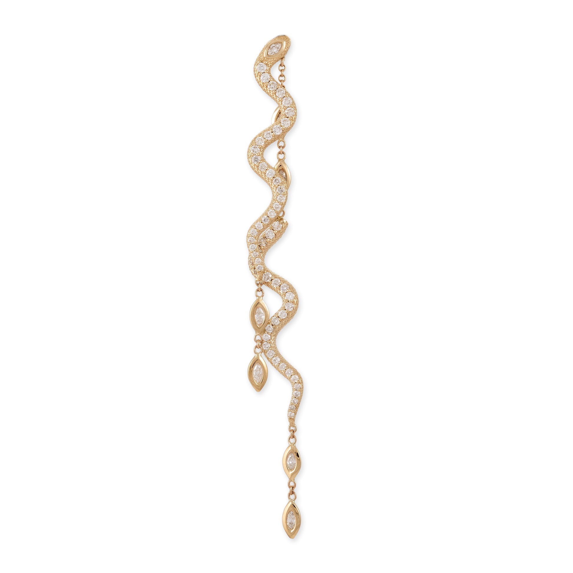 Pave Snake + 7 Marquise Diamond Front Back Stud