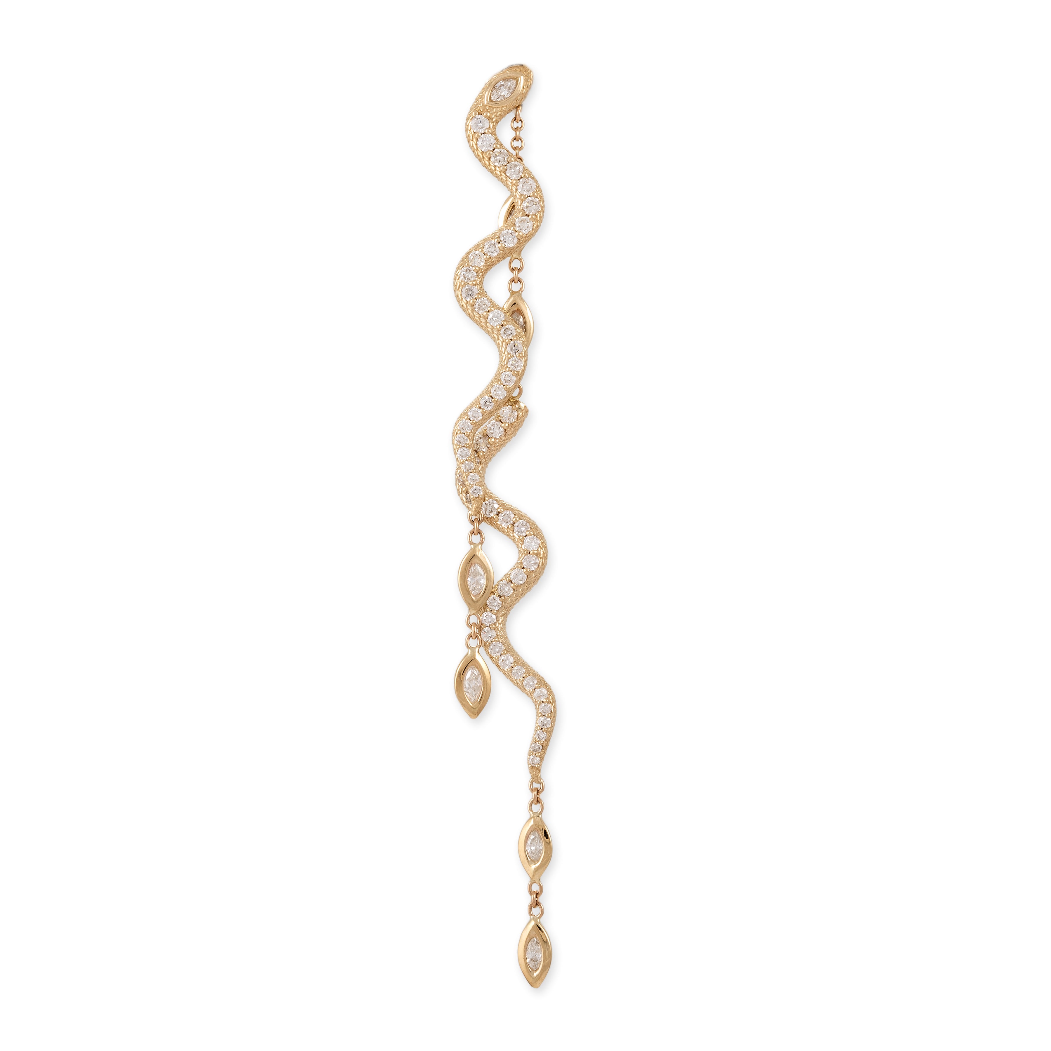 Pave Snake + 7 Marquise Diamond Front Back Stud