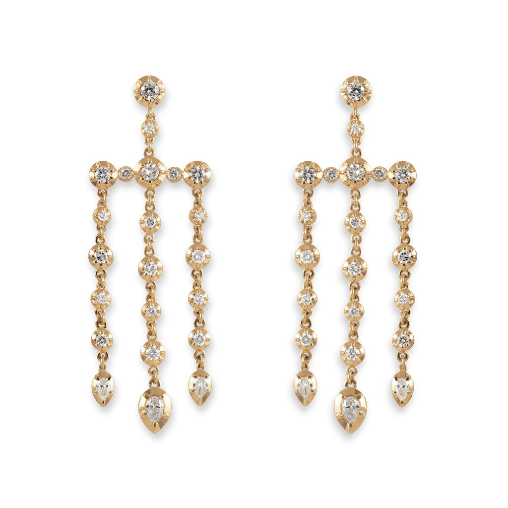 Round + Teardrop Sophia Diamond Chandelier Earrings