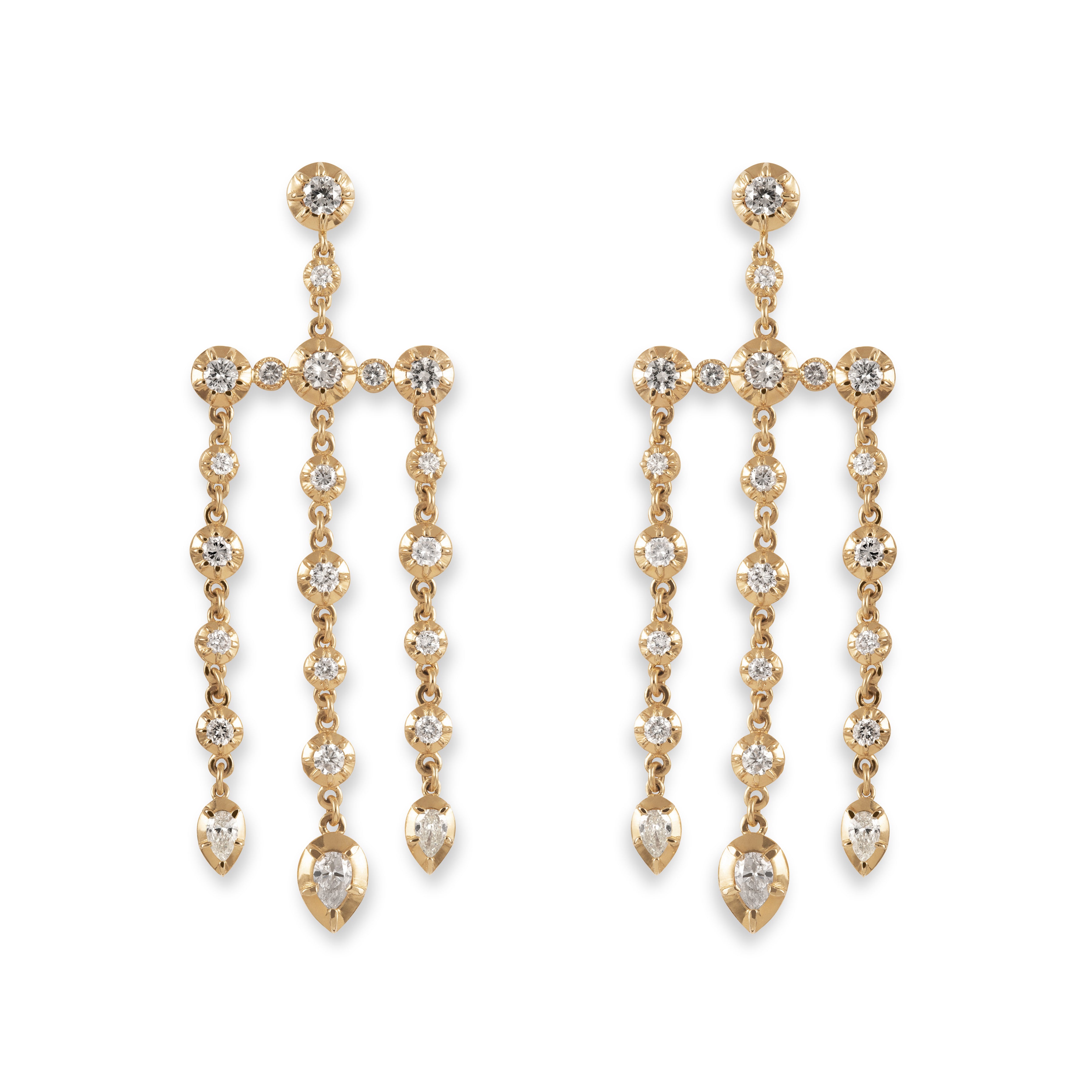 Round + Teardrop Sophia Diamond Chandelier Earrings