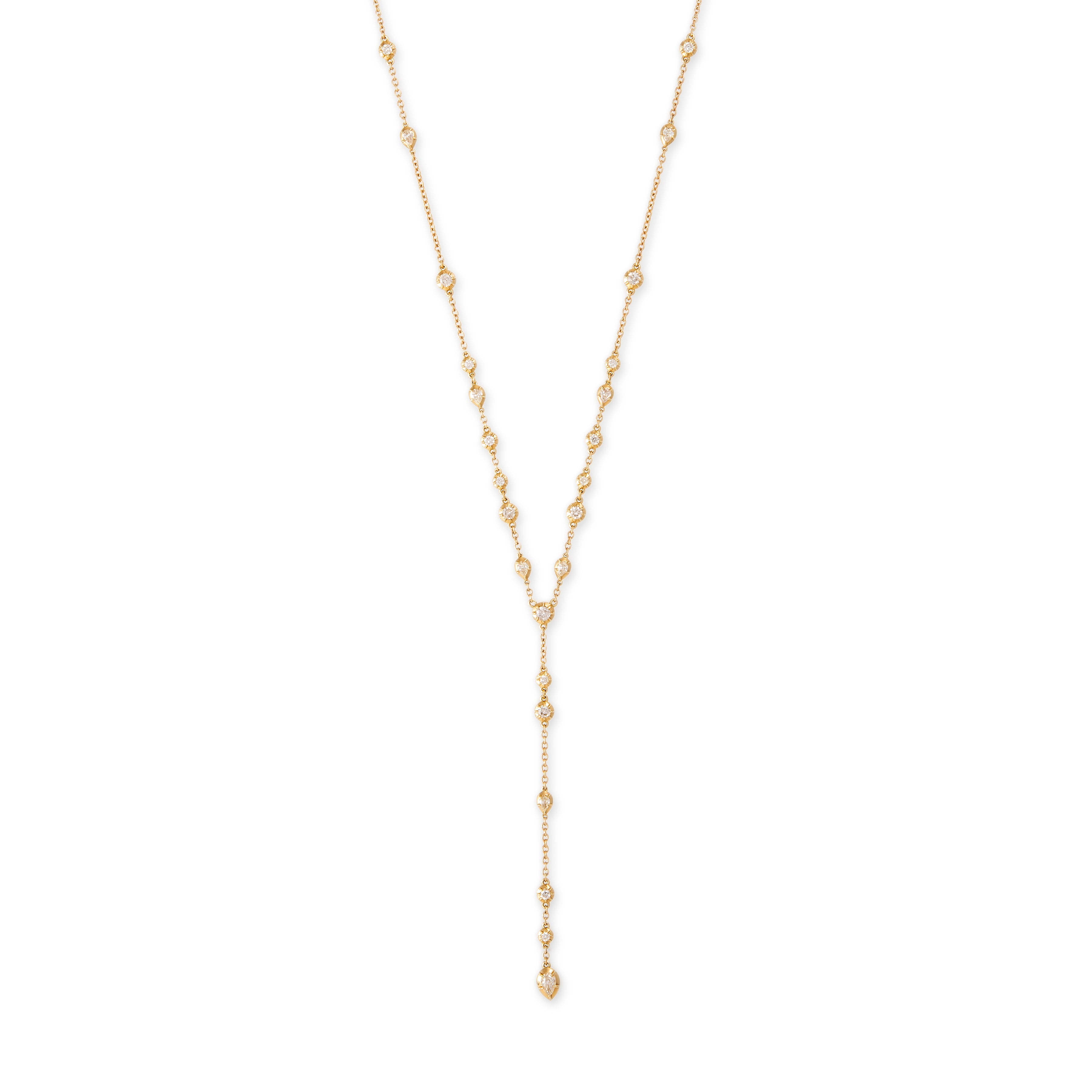 Sophia Round + Teardrop Diamond Y Necklace