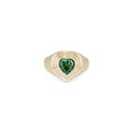 Green Tourmaline Heart Deco Ring