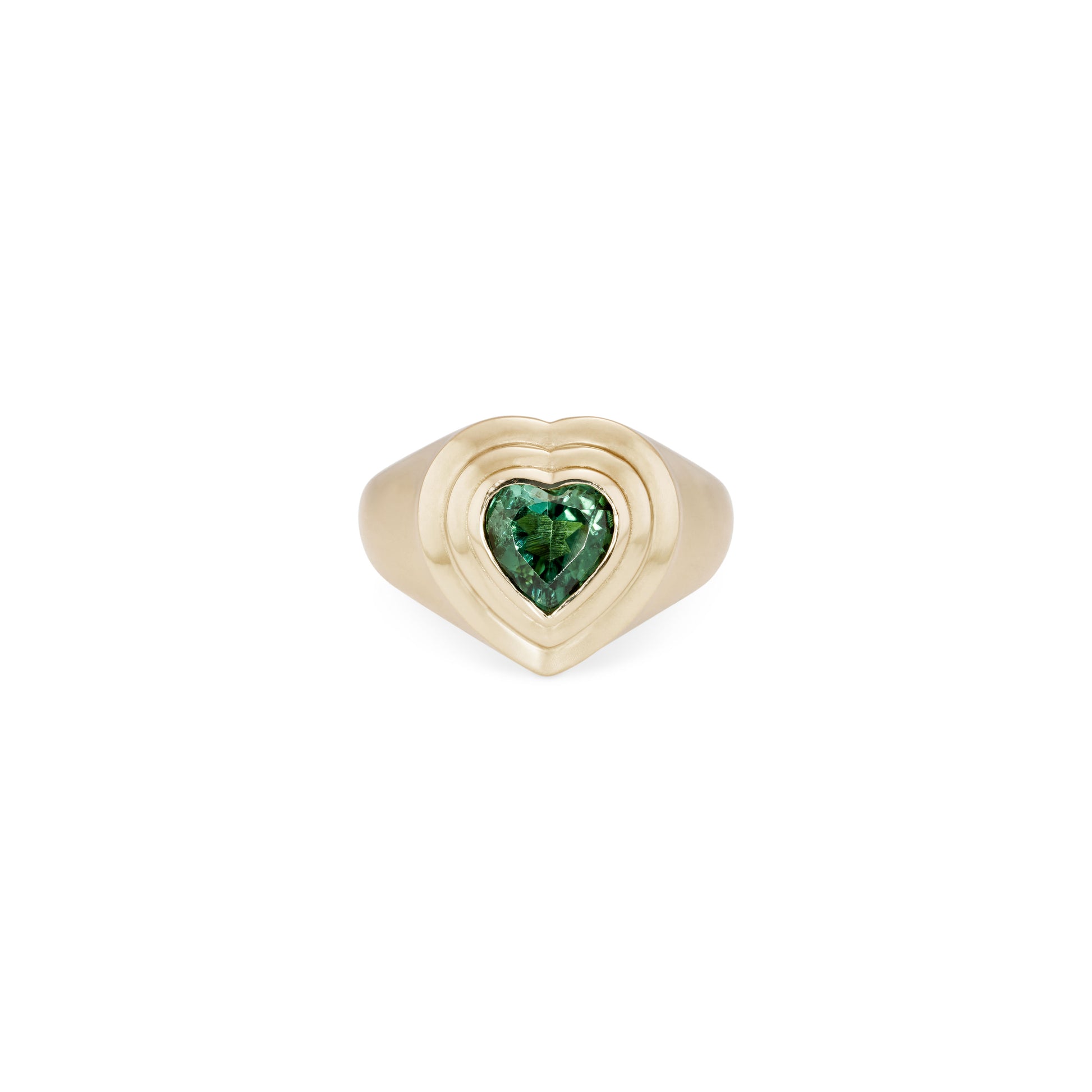 Green Tourmaline Heart Deco Ring