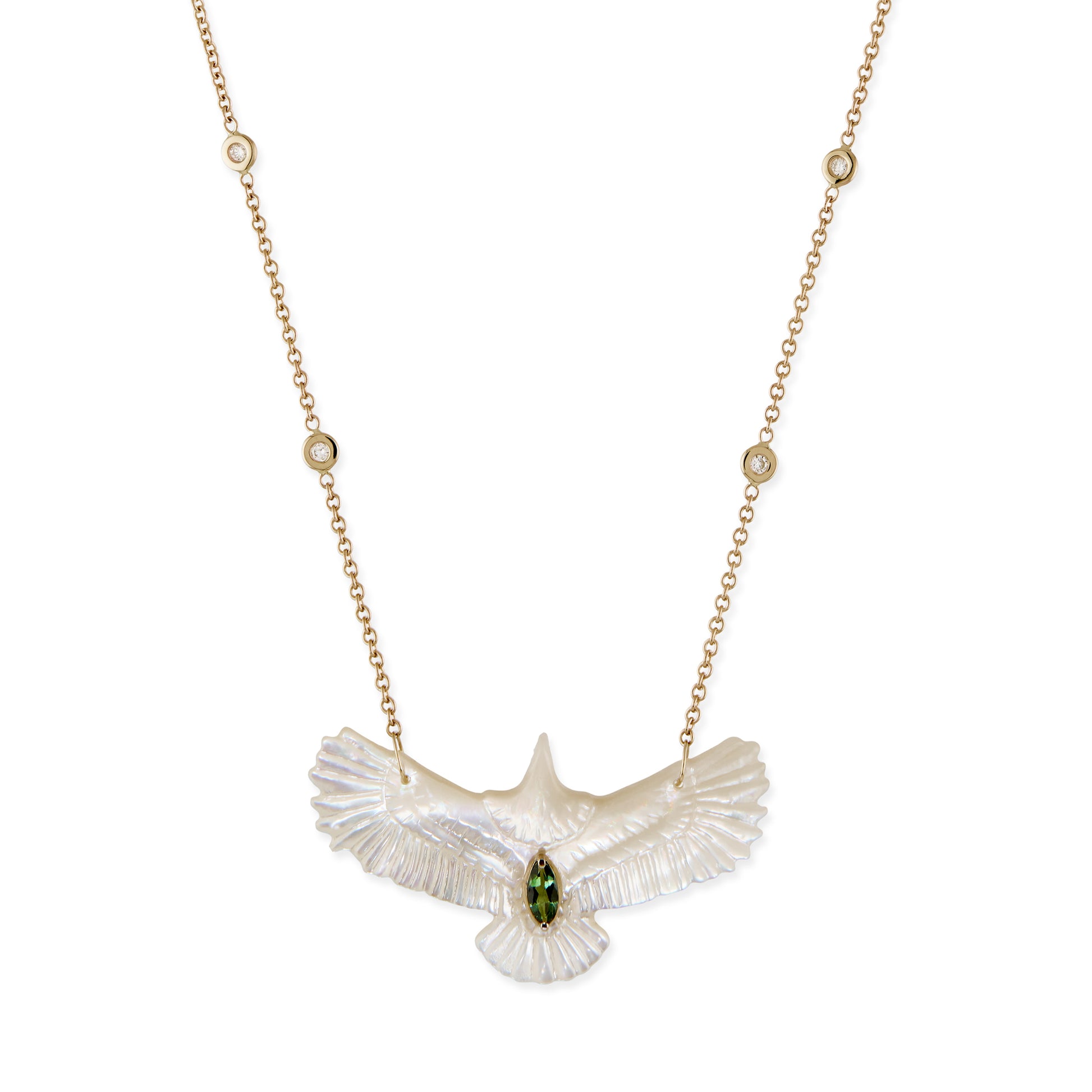 Gemstone Marquise Pearl Thunderbird Diamond Necklace