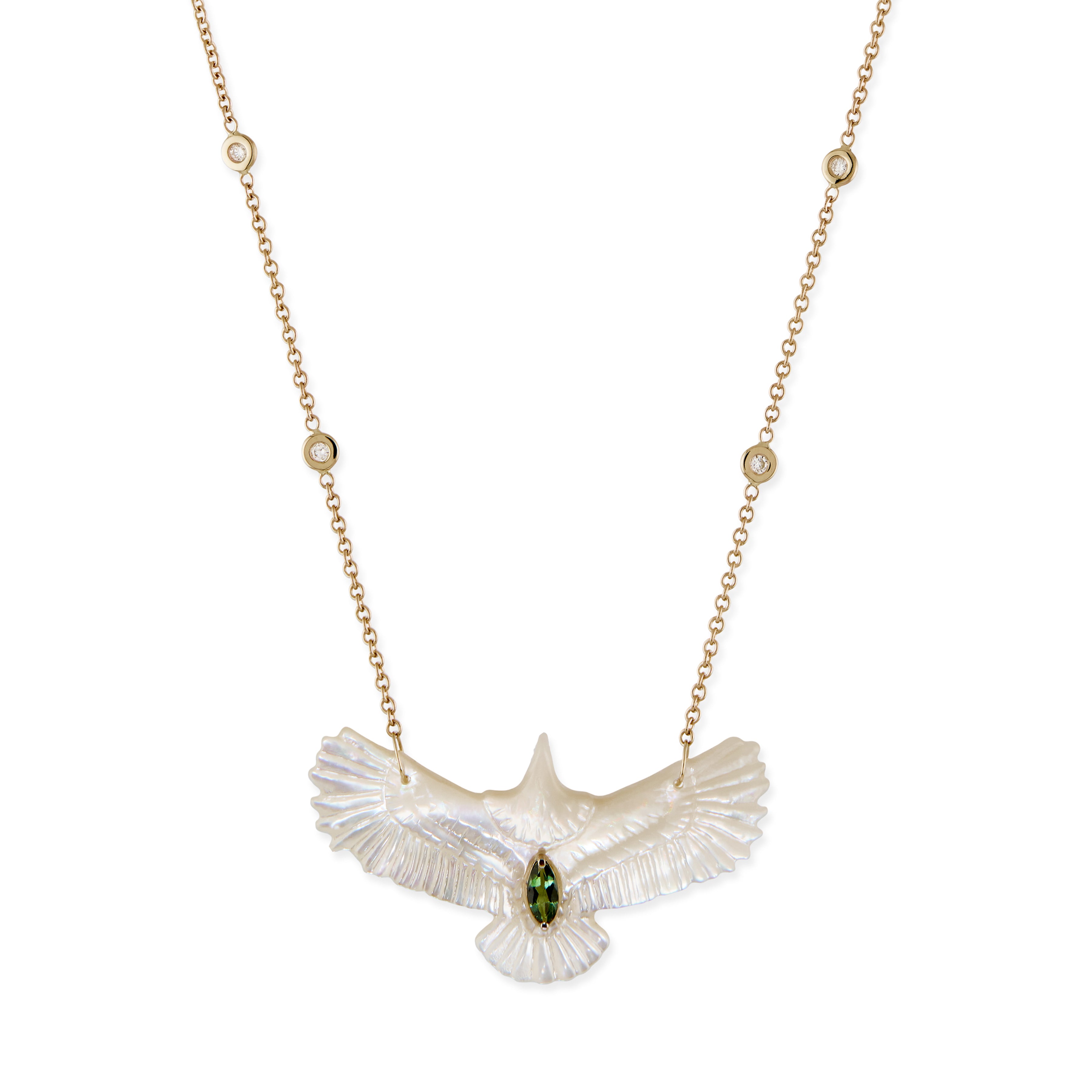Gemstone Marquise Pearl Thunderbird Diamond Necklace