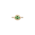 Light Green Tourmaline Oval Vintage Bezel Pave Ring