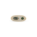 Green Tourmaline Oval + Round Pavé Diamond Ring