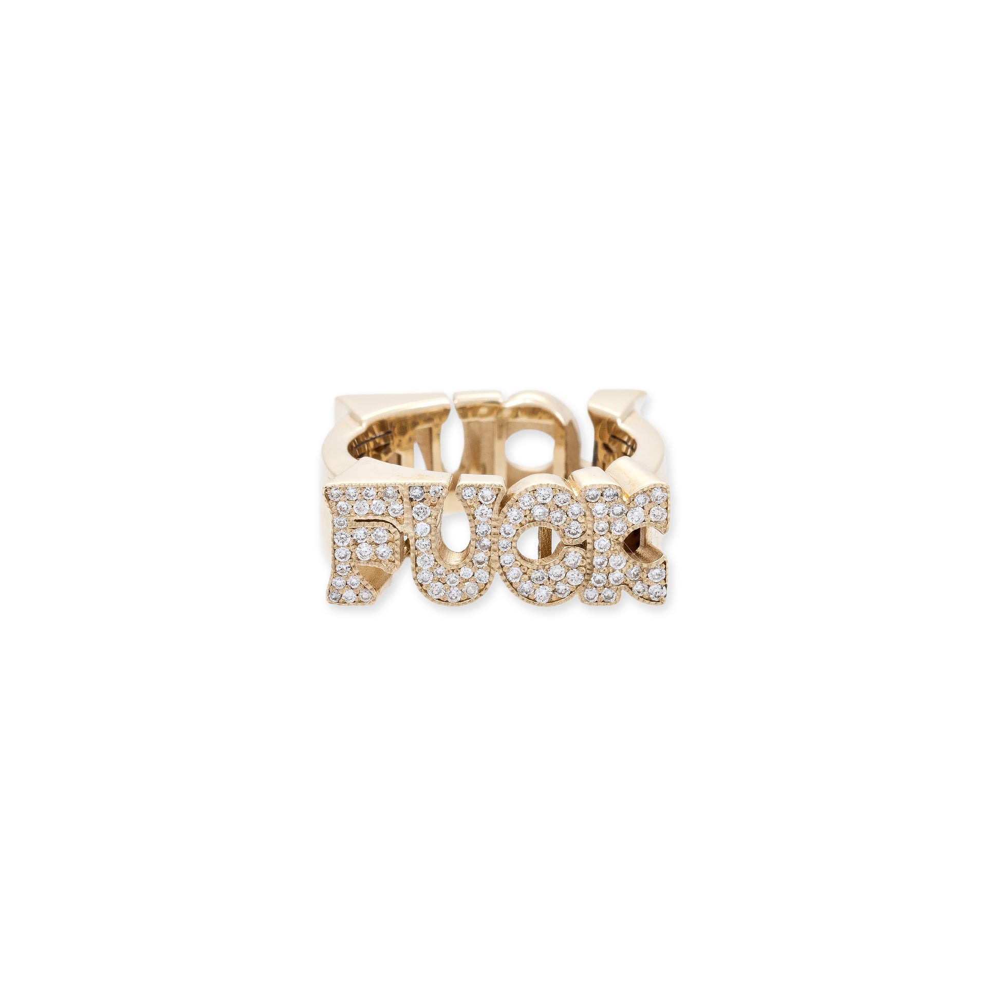 Pave Diamond Fuck & Love Groovy Ring