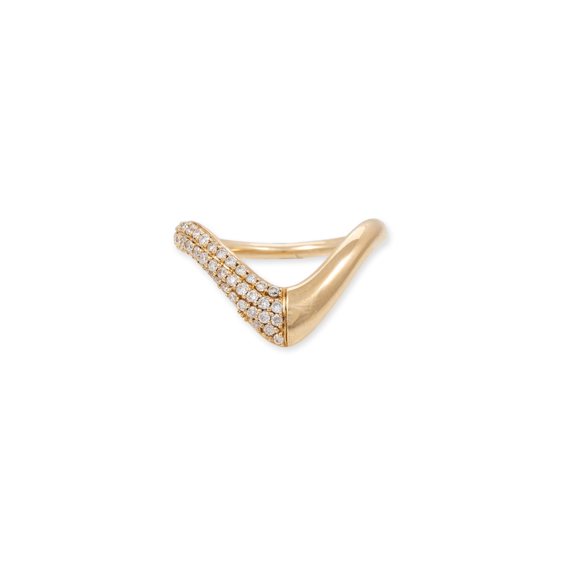 Large Half Pave V Wave Ring
