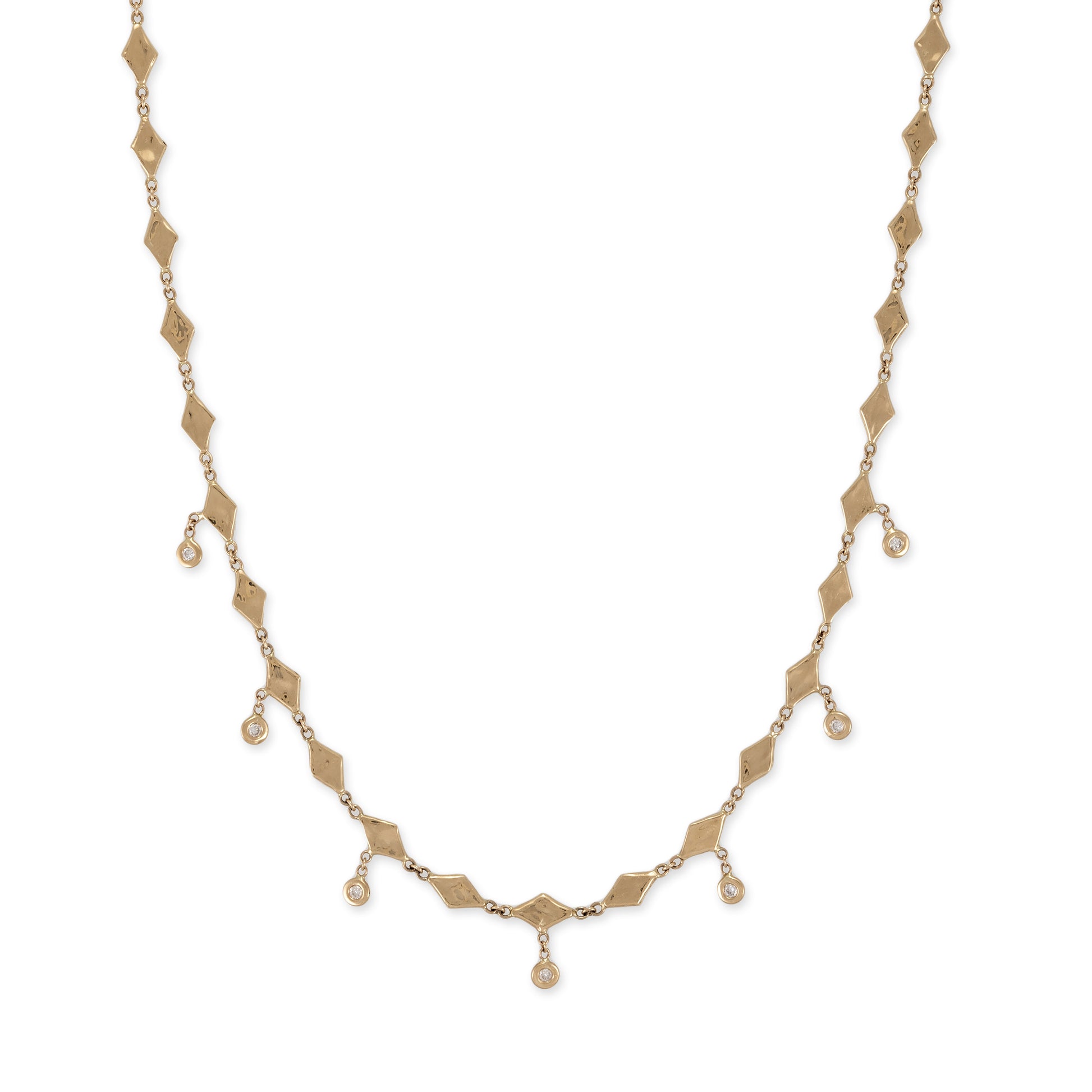 Hammered Kite Shape + Diamond Shakers Choker Necklace
