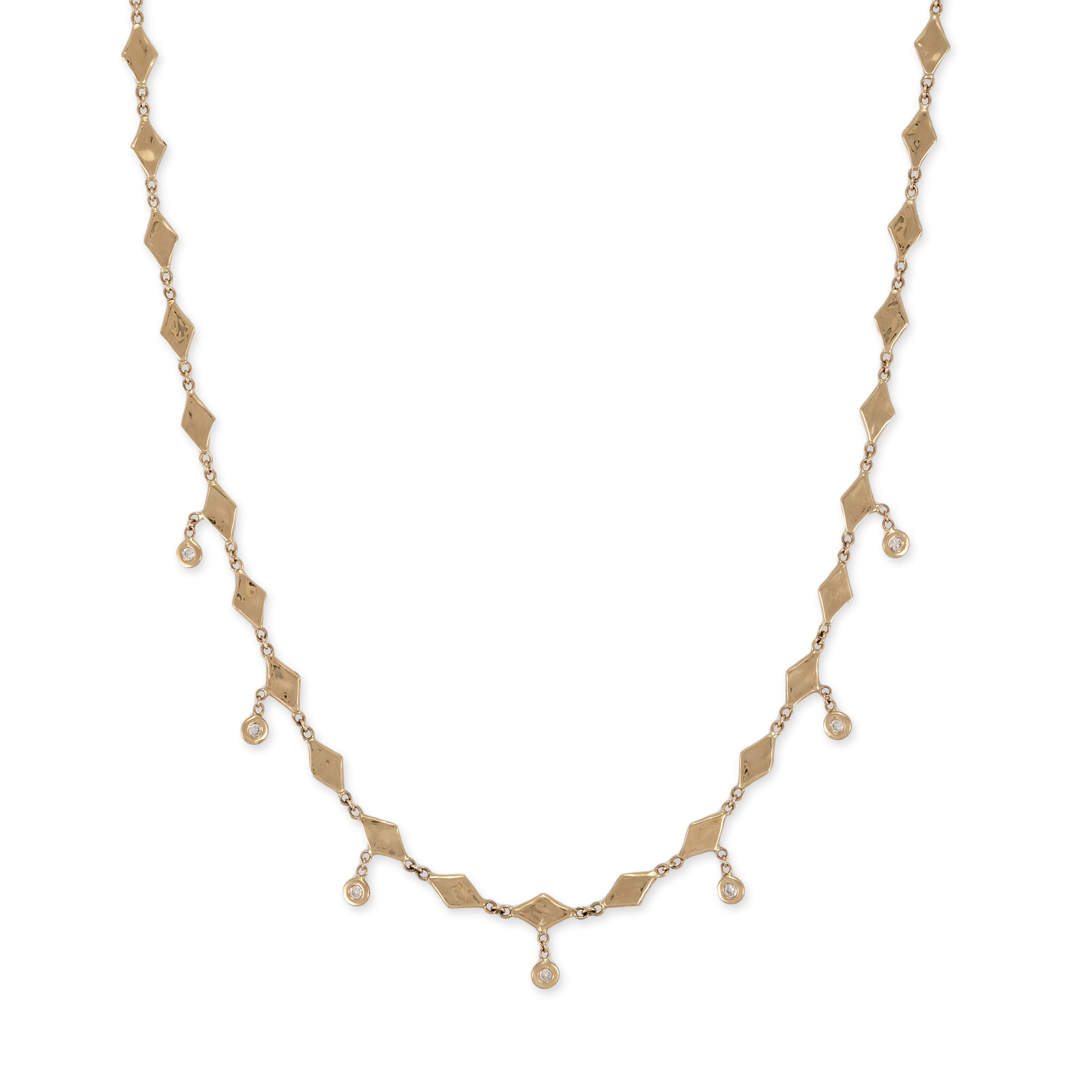 Hammered Kite Shape + Diamond Shakers Choker Necklace