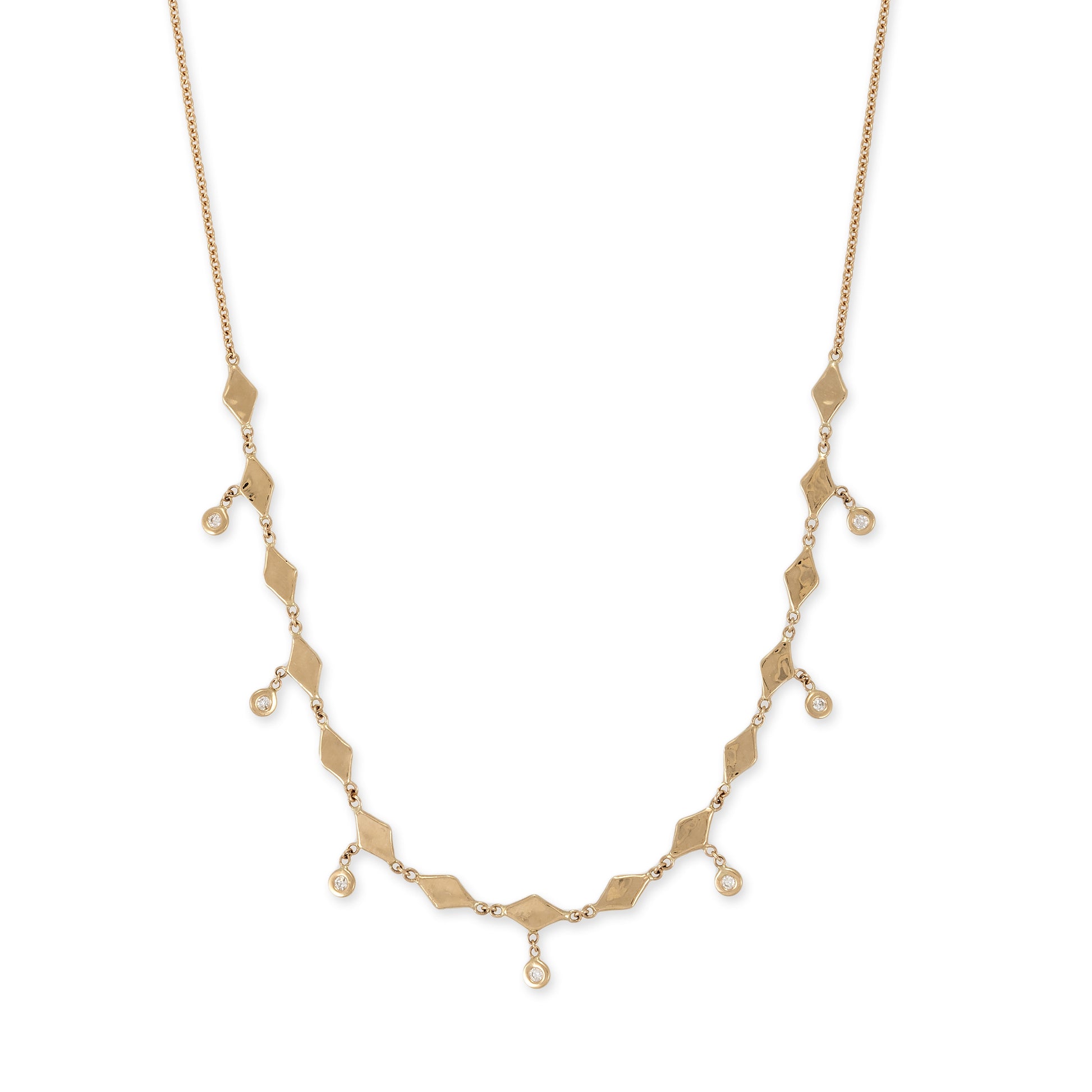 Hammered Kite Shape + Diamond Shakers Necklace