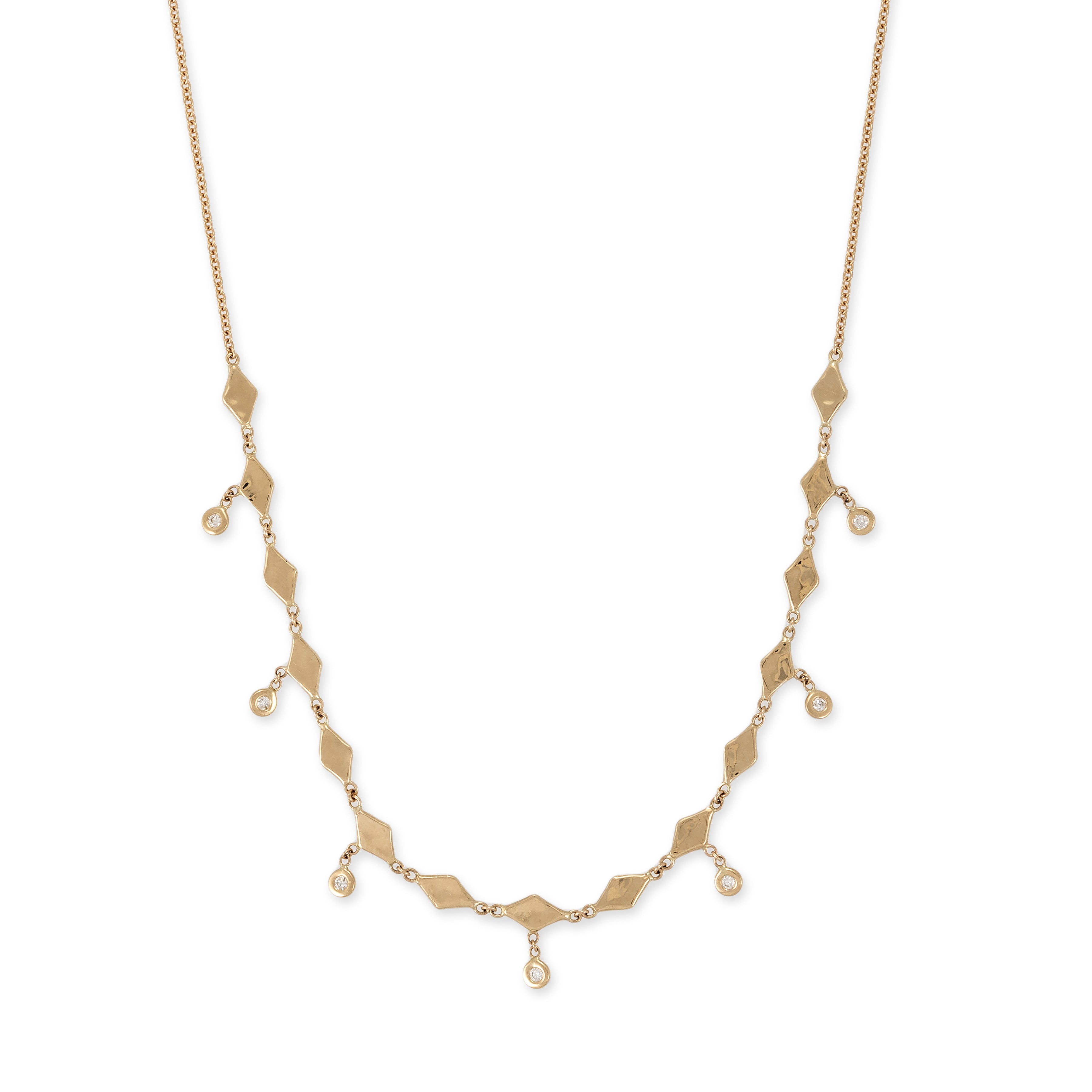 Hammered Kite Shape + Diamond Shakers Necklace
