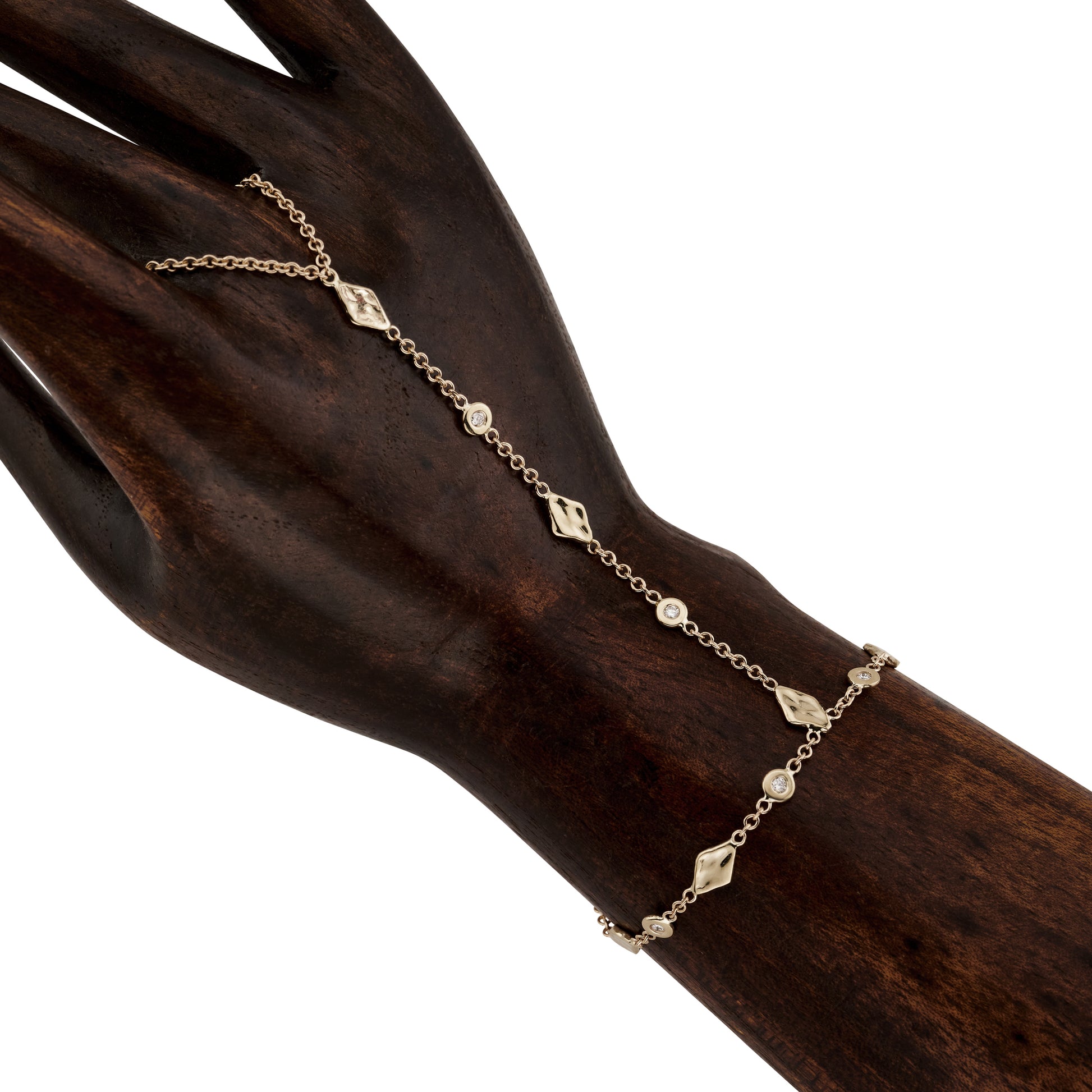 Diamond + Hammered Kite Finger Bracelet