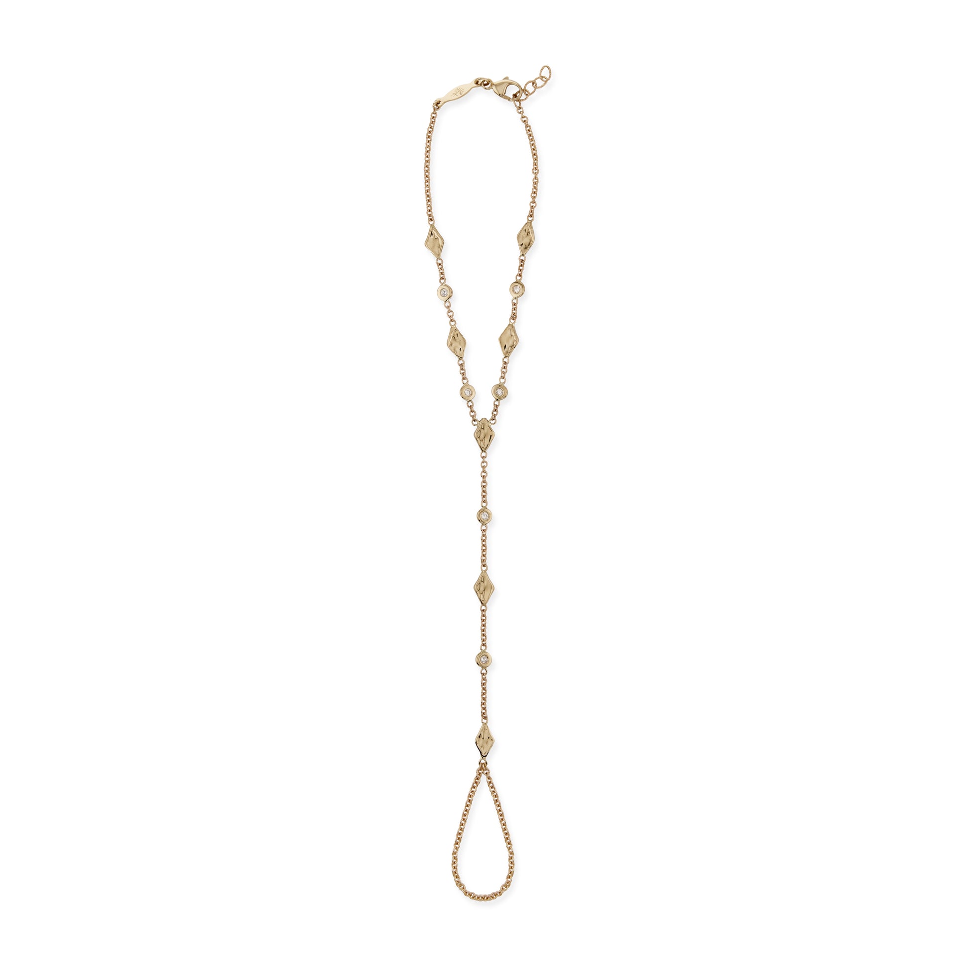 Diamond + Hammered Kite Finger Bracelet