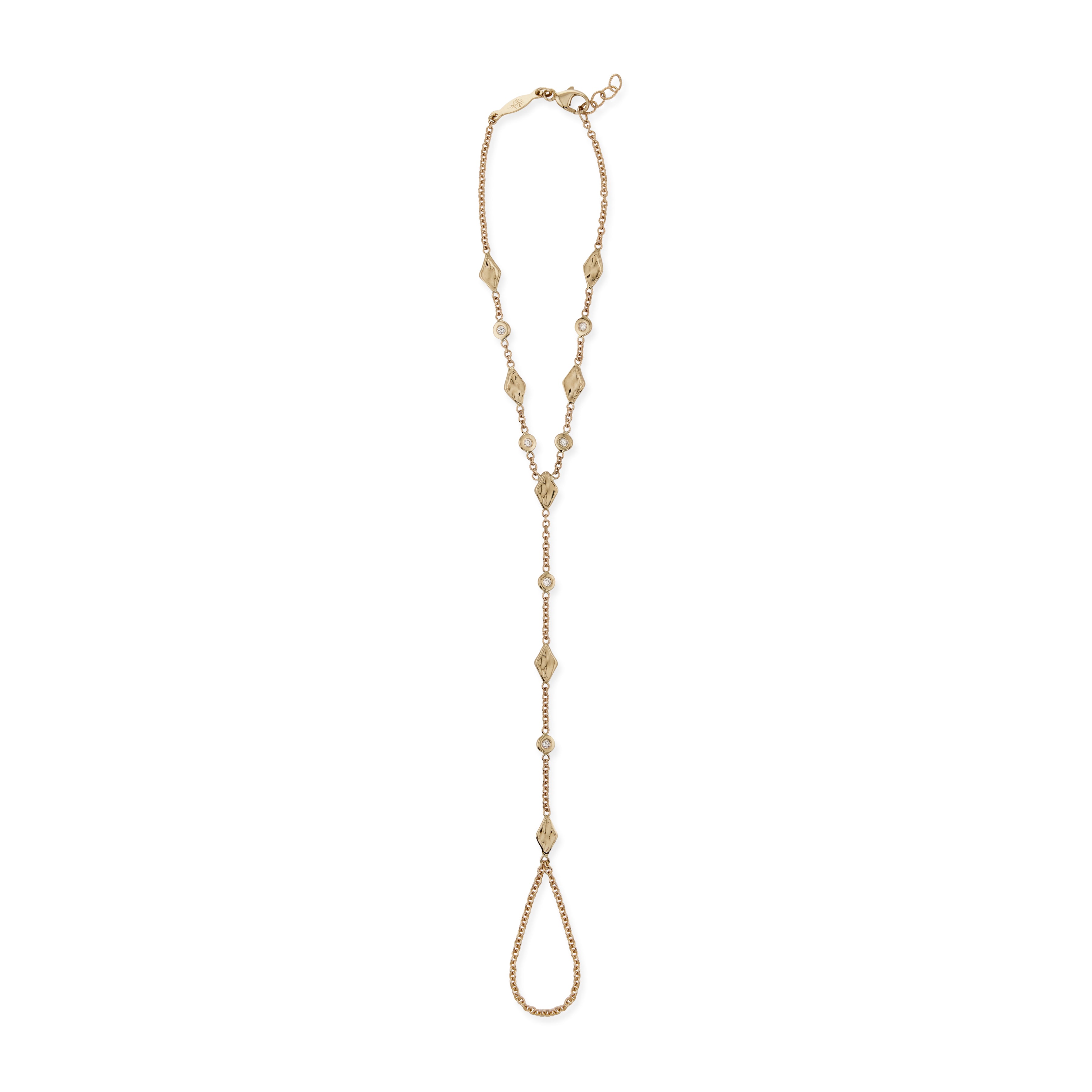 Diamond + Hammered Kite Finger Bracelet
