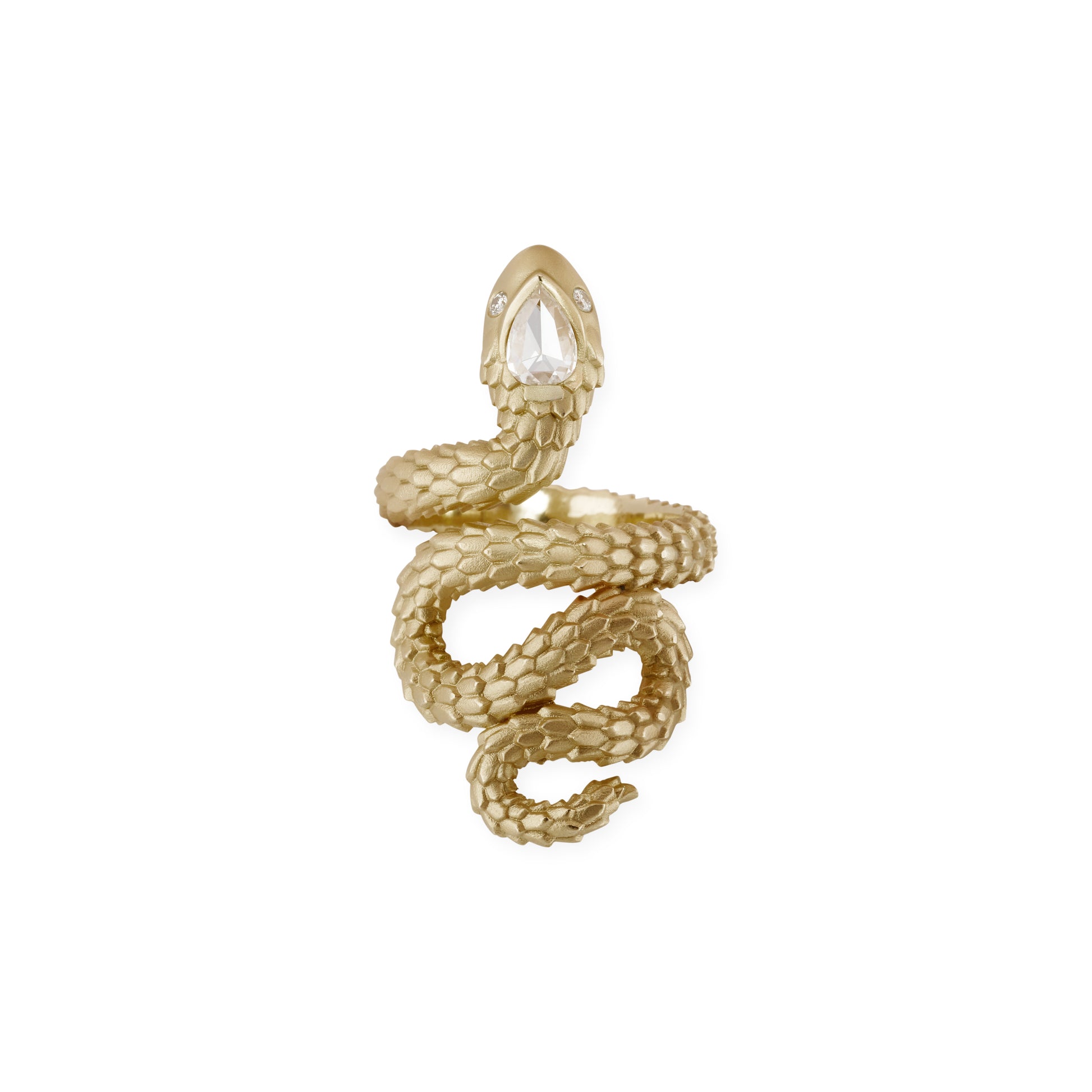 Jacqueline Rose Cut Diamond Teardrop Snake Ring