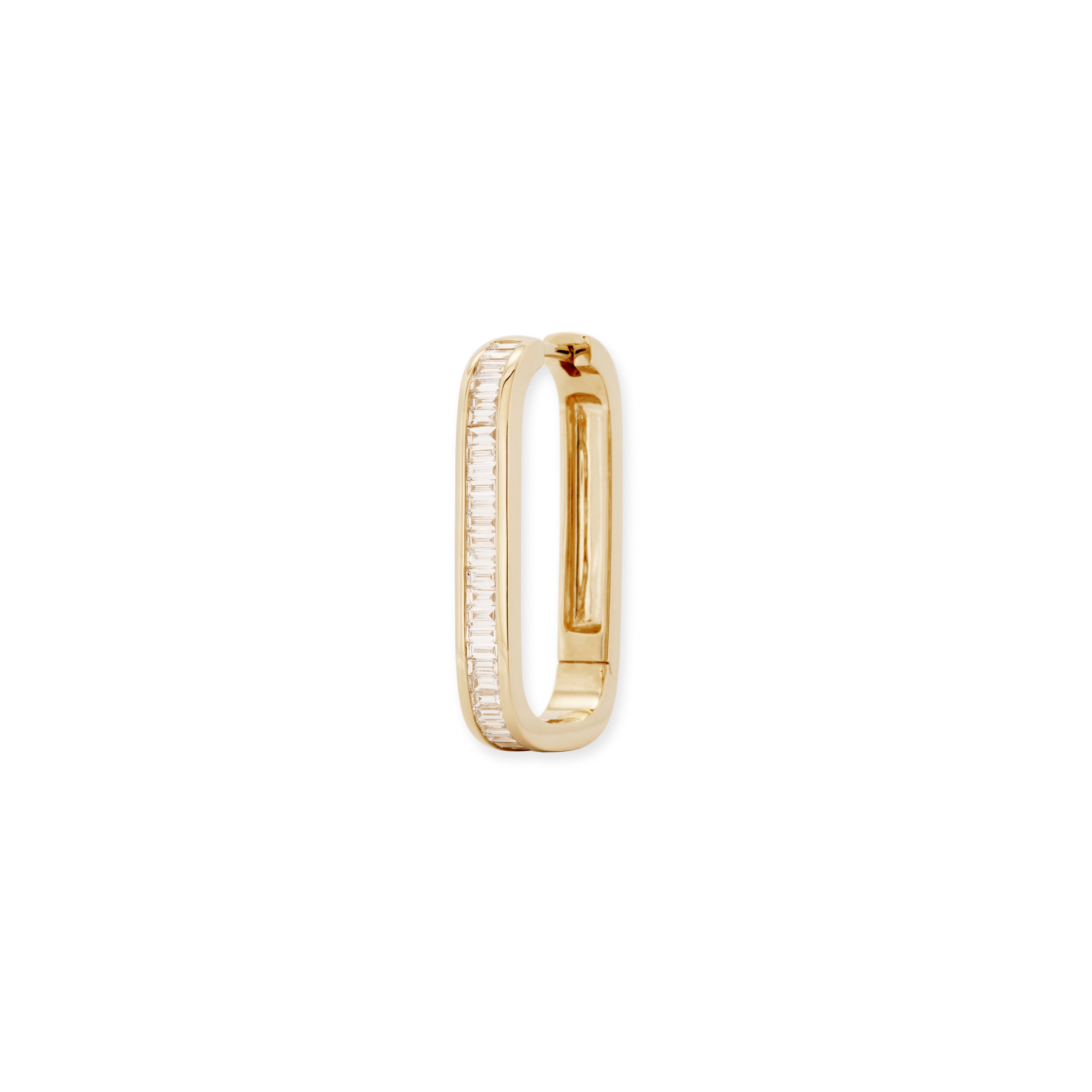 Large Rectangle Baguette Diamond Mini Hoop