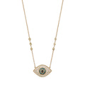 Large Black, Blue and White Pave Diamond Eye Necklace