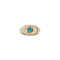 Blue Diamond Starburst Oval Signet Ring