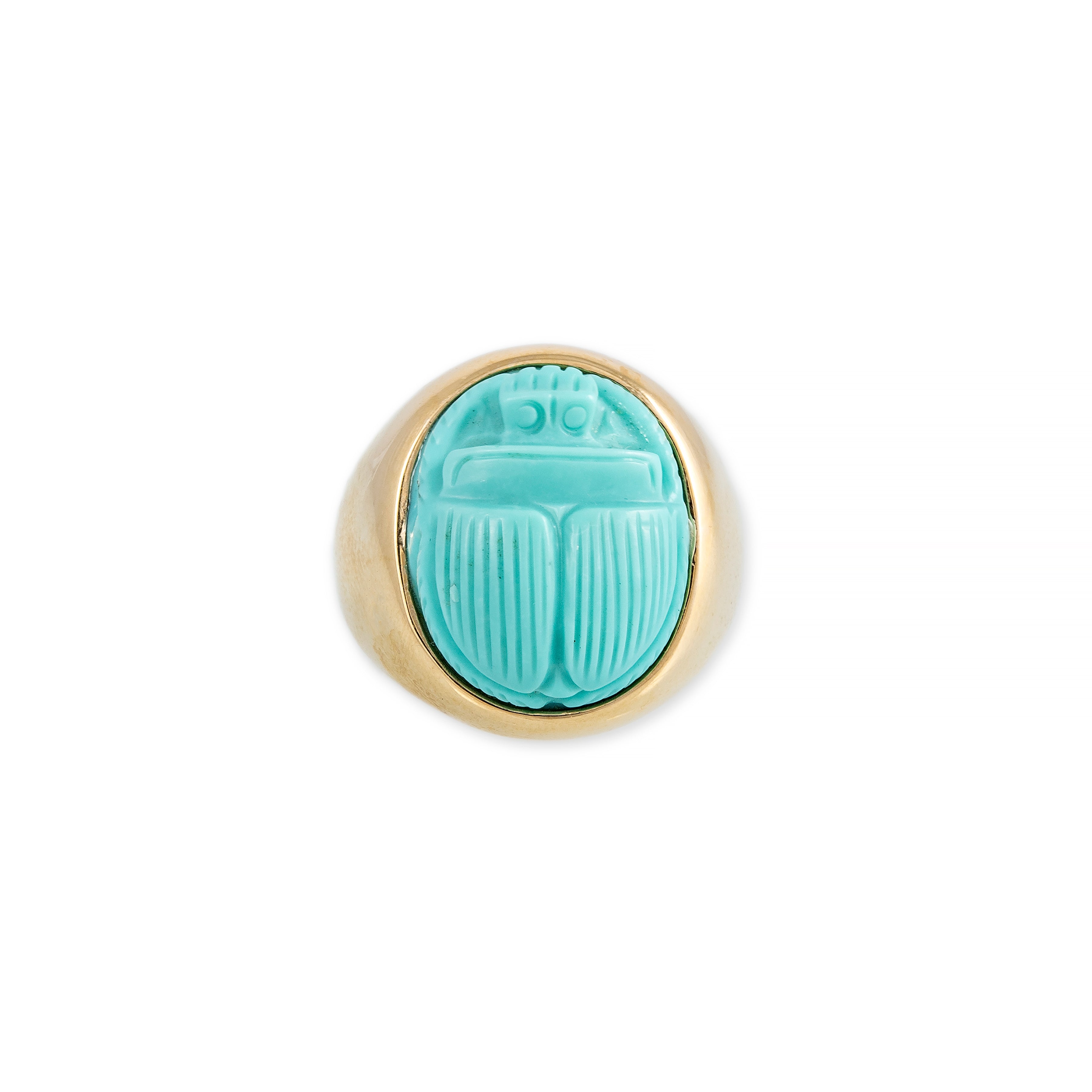 Carved Turquoise Scarab Signet Ring