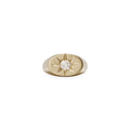 Diamond Starburst Oval Signet Ring