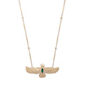 Large Marquise Emerald Thunderbird Smooth Bar Necklace