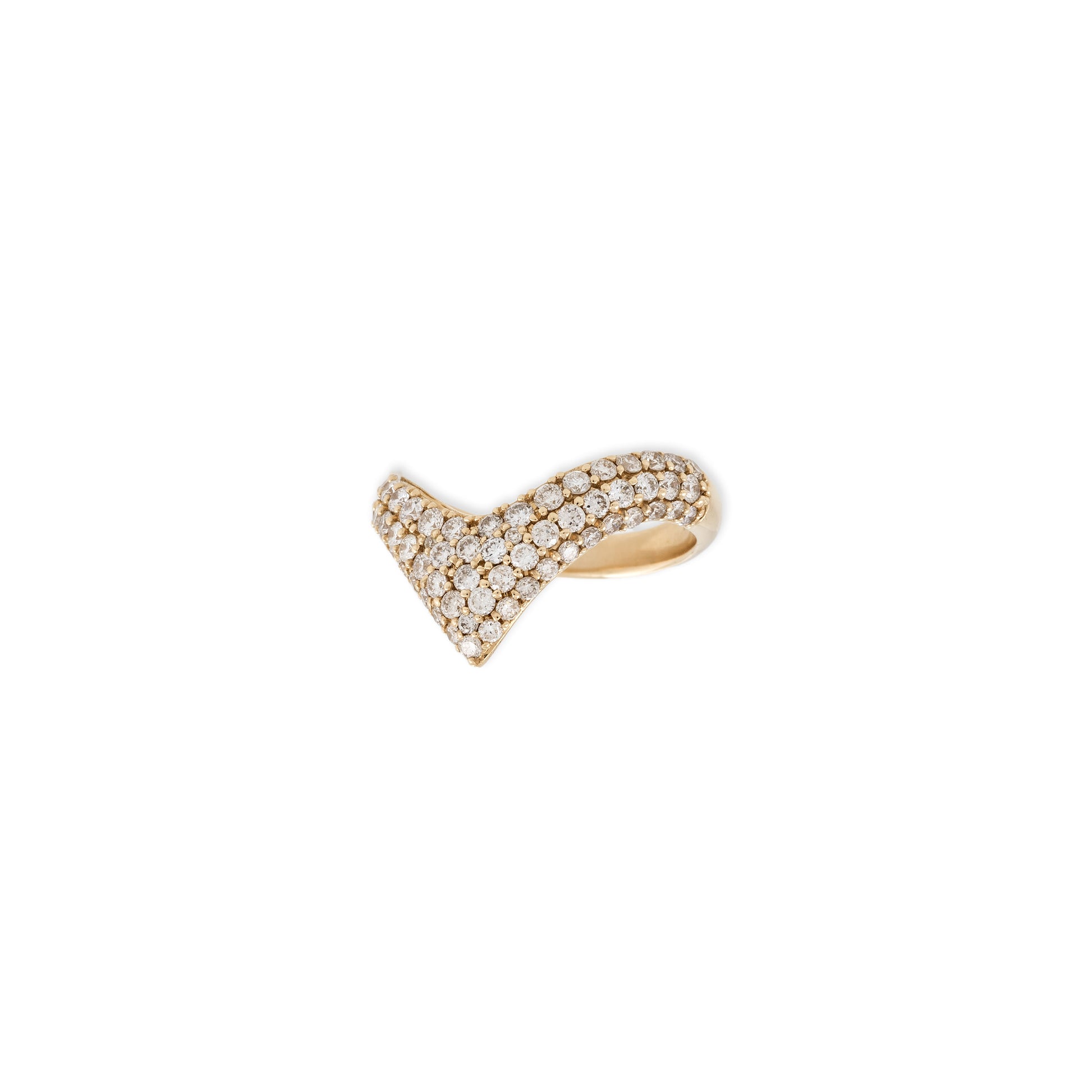 Large Graduated Pave V Pinky Ring