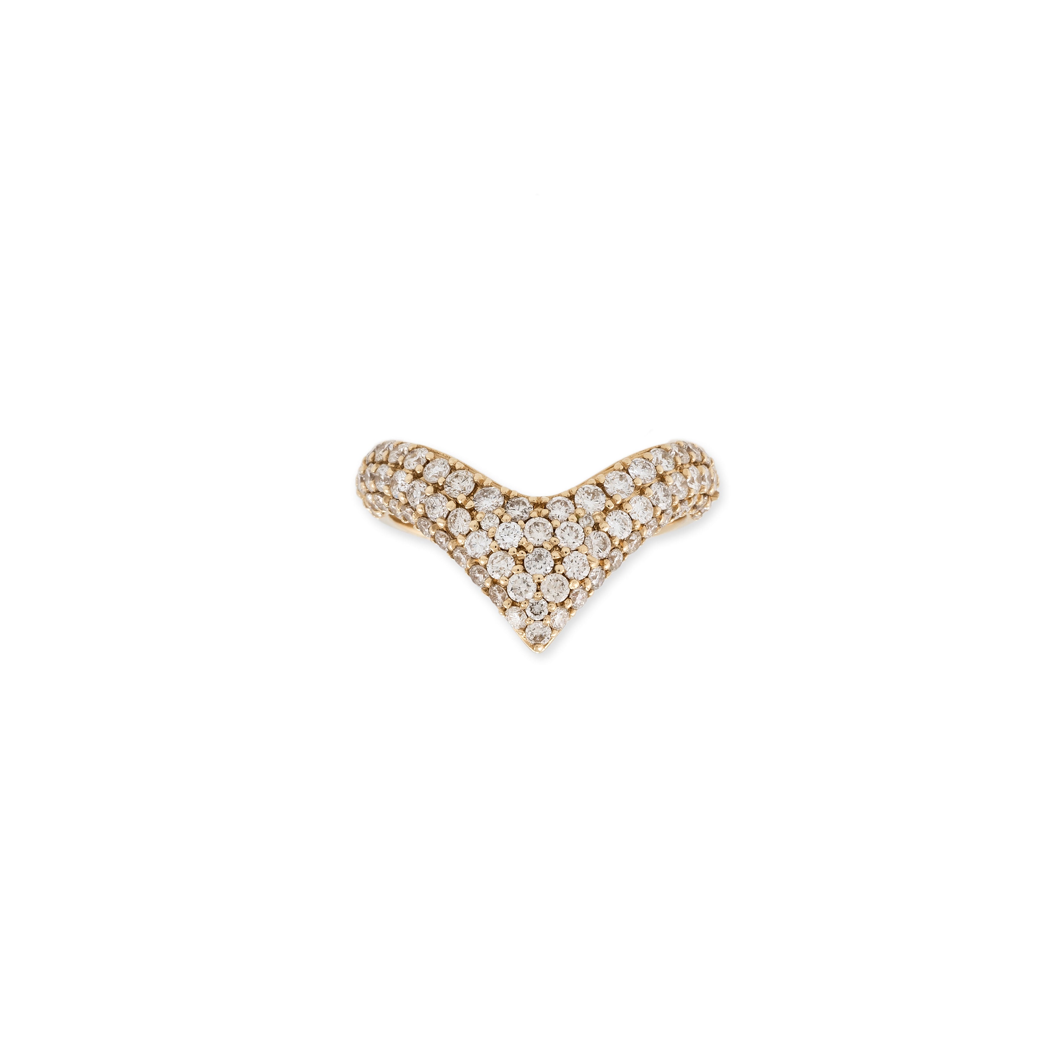 Large Graduated Pave V Pinky Ring