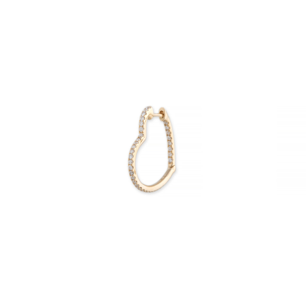 Large Inside Out Pave Diamond Heart Shape Mini Hoop