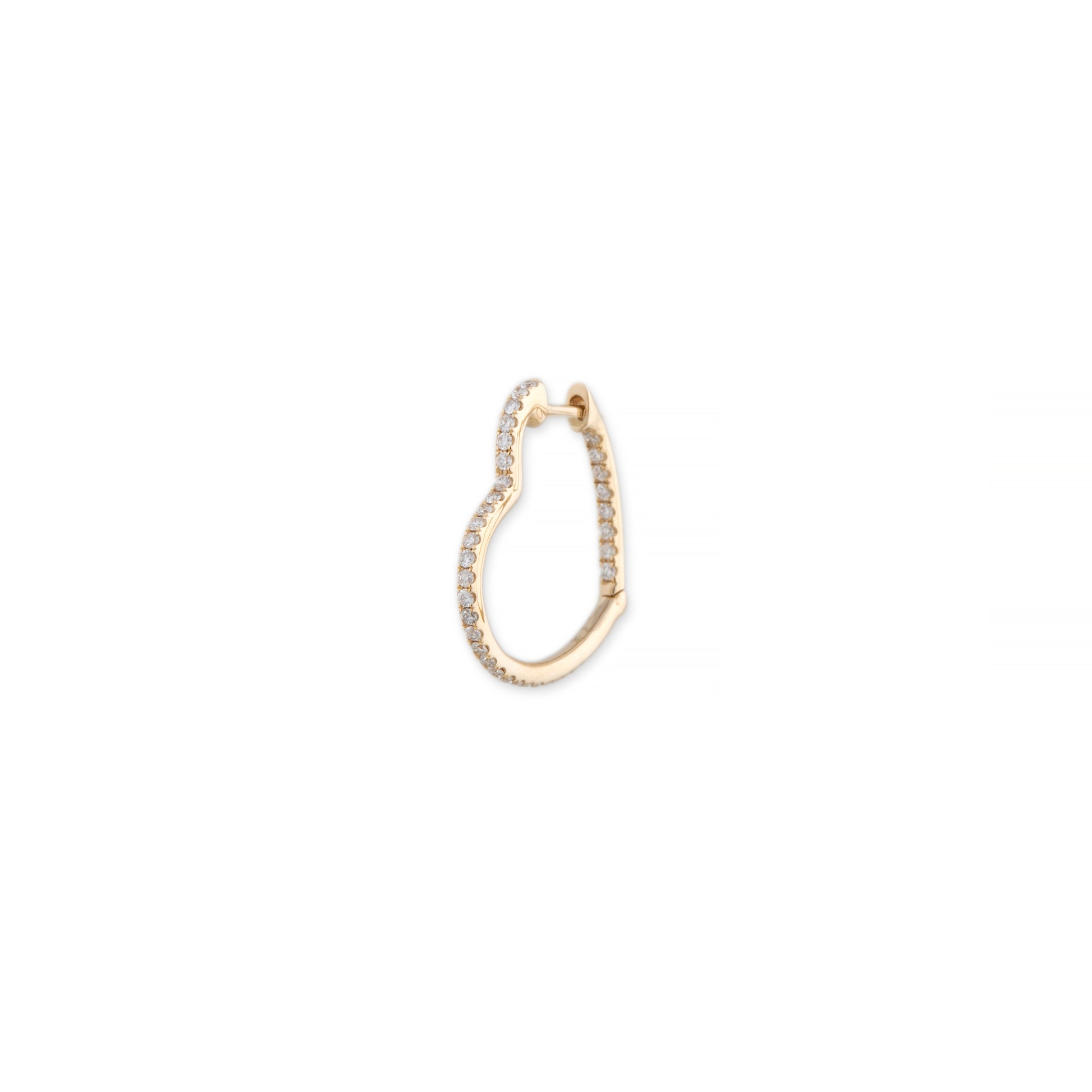 Large Inside Out Pave Diamond Heart Shape Mini Hoop