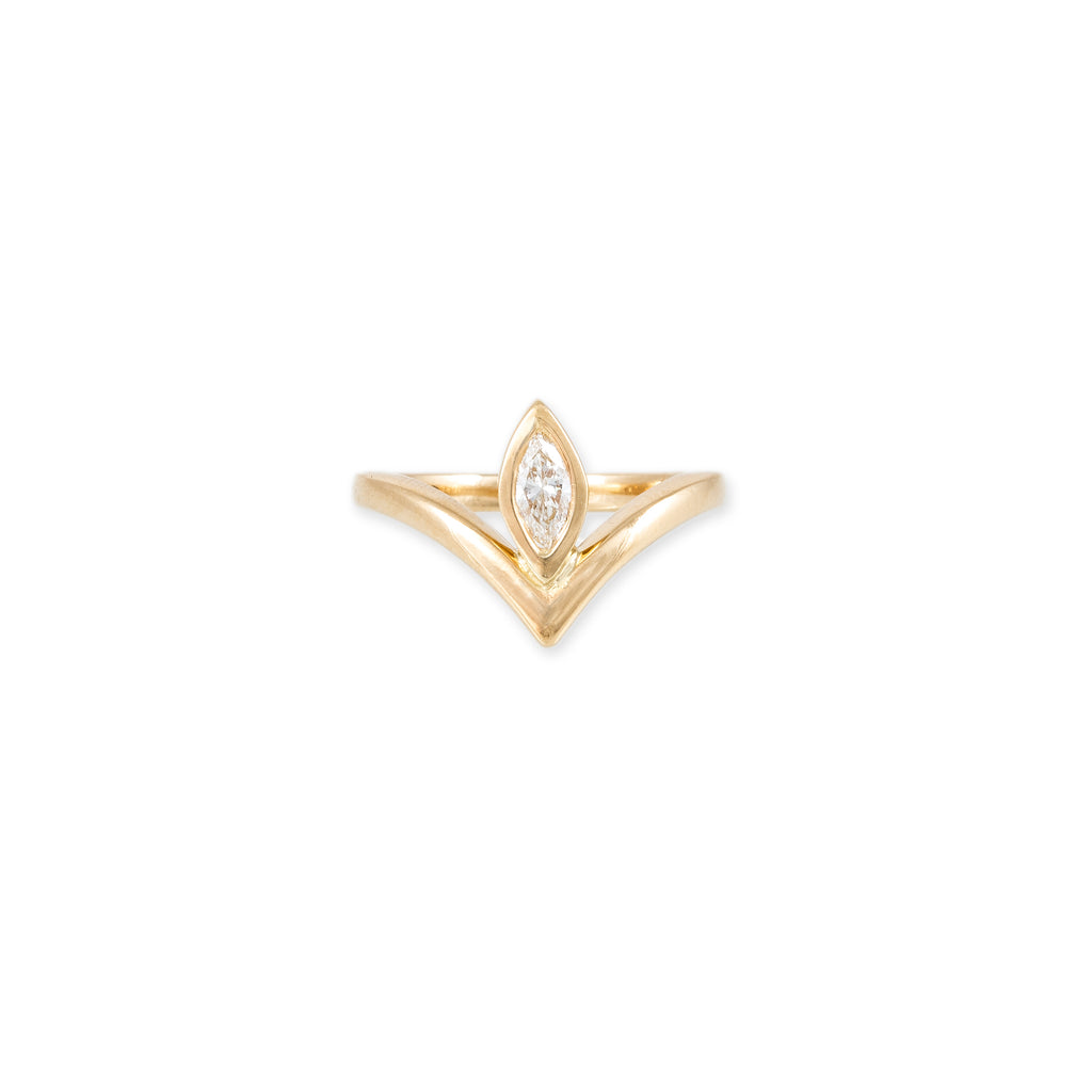 Large Marquise Diamond V Ring