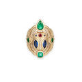 Large Pave Emerald, Sapphire, Ruby Scarab Ring