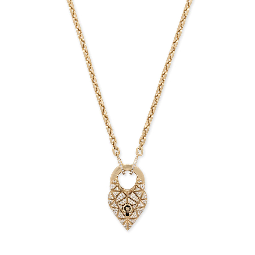 PAVE GEOMETRIC HEART LOCK + PAVE MOE CHAIN NECKLACE