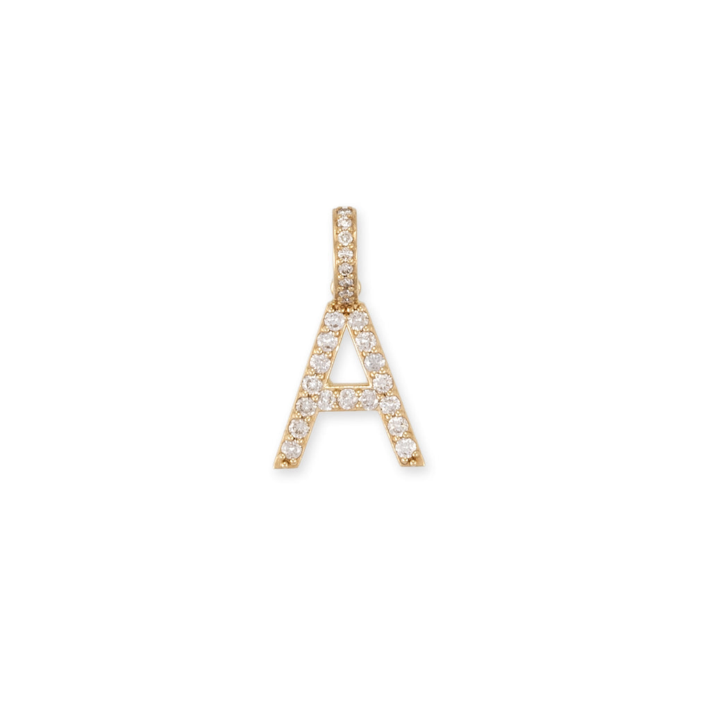 Pave Diamond Initial Charm with Pave Bail