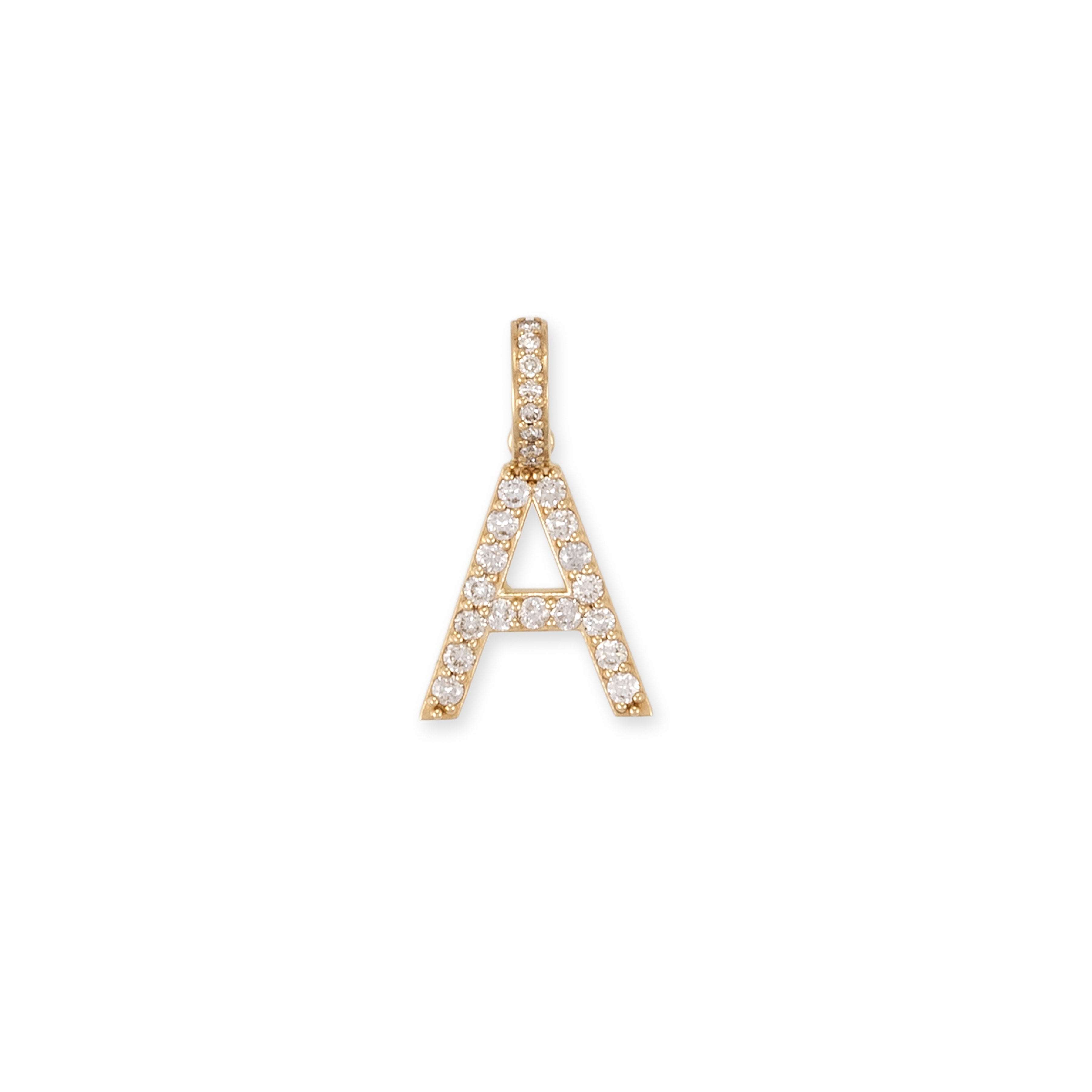 Pave Diamond Initial Charm with Pave Bail