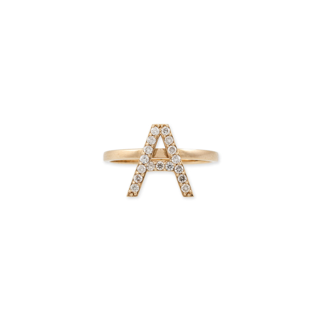 Pave Diamond Initial Ring C – Jacquie Aiche