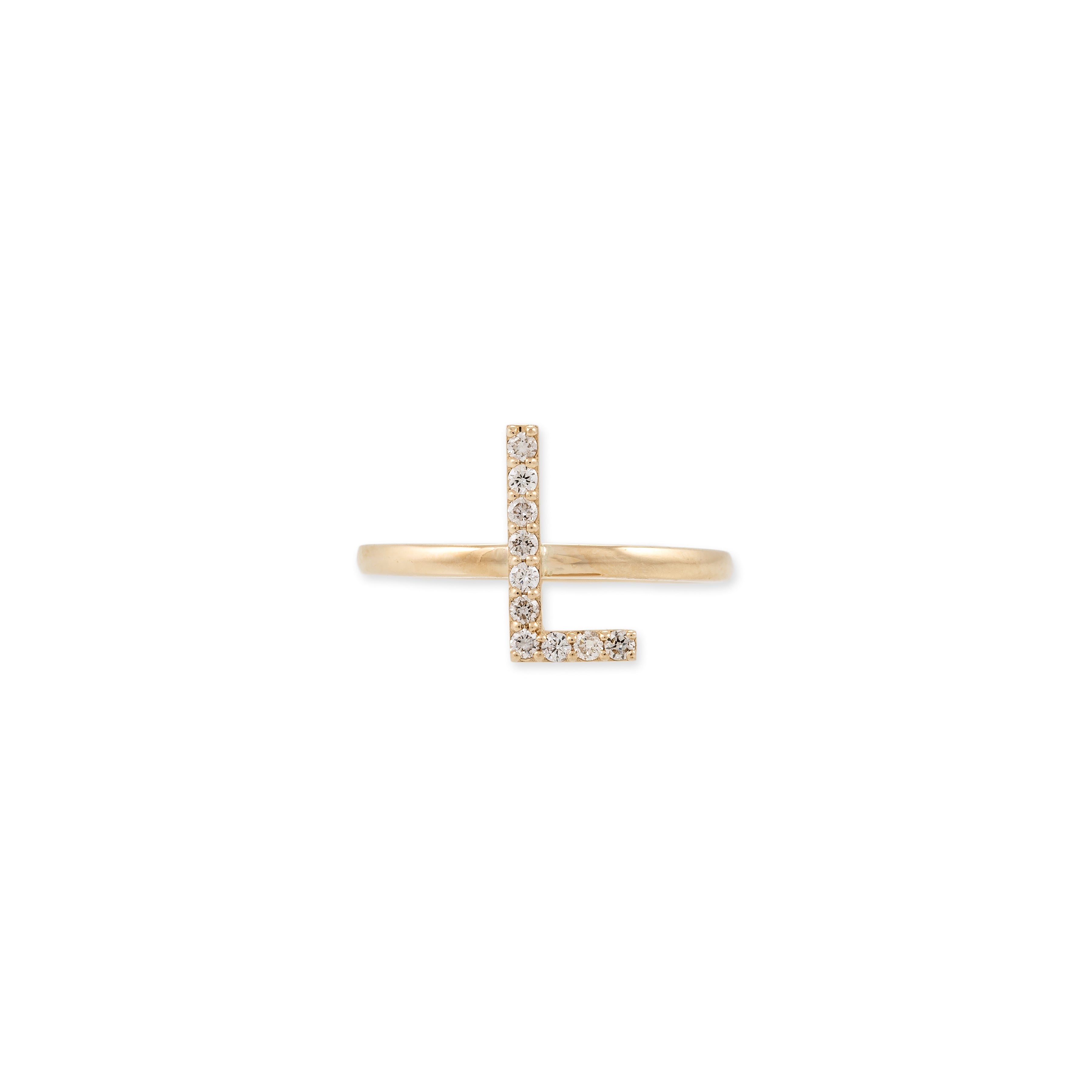Pave Diamond Initial Ring