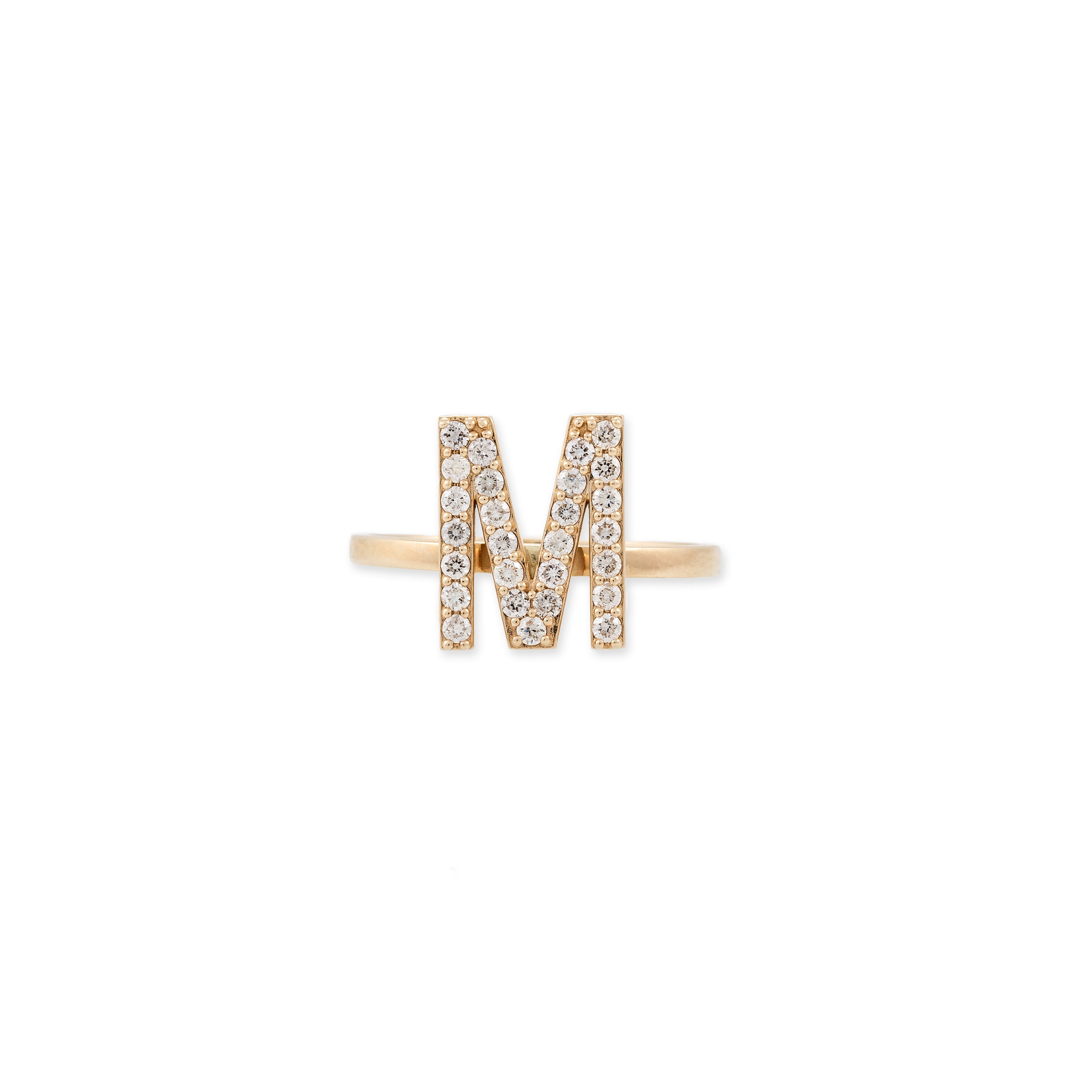 Pave Diamond Initial Ring M