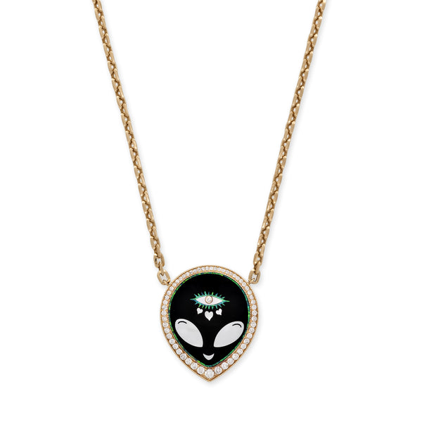 LARGE GRADUATED PAVE ONYX + PEARL ALIEN HEART EYE INLAY MOE