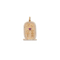 Large Pave Pink Sapphire Trillion Cartouche Charm