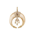 Large Pave Rose Cut Cap Bone Double Horn Dreamcatcher Shaker Charm
