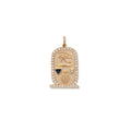 Large Pave Sapphire Trillion + Baguette Diamond Cartouche Charm