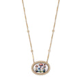Large Hand Painted Mushroom Garden on Mother of Pearl Smooth Bar Necklace